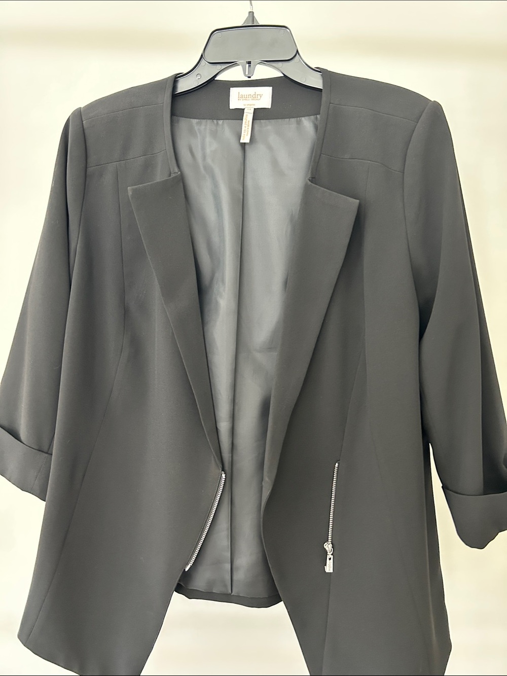 Laundry By Shelli Segal Black Open-Front Blazer with Zip Accents